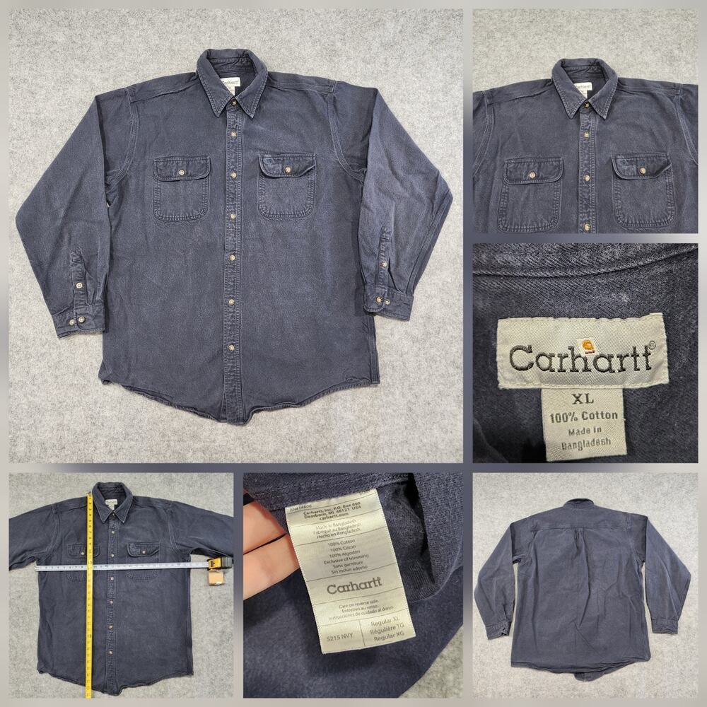 Carhartt S215‎ Mens XL Long Sleeve Heavyweight Solid Button Up Flannel Shirt
